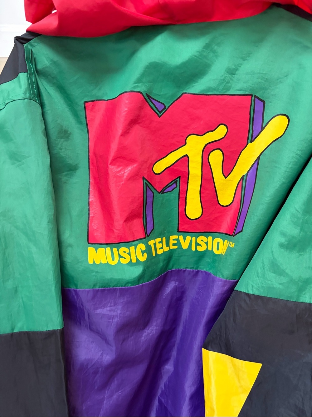 MTV Windbreaker jacket M full zip Vintage Retro Music Colorblock